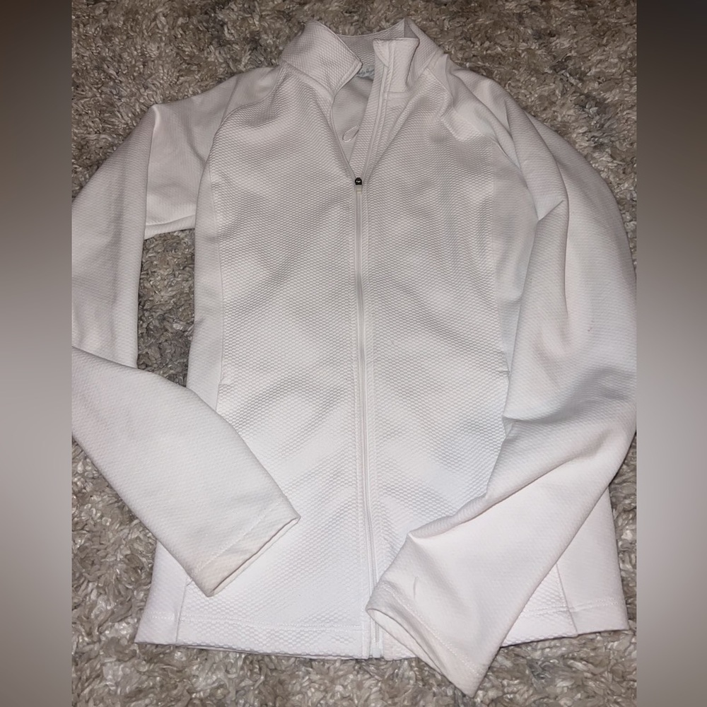 White athletic zip up